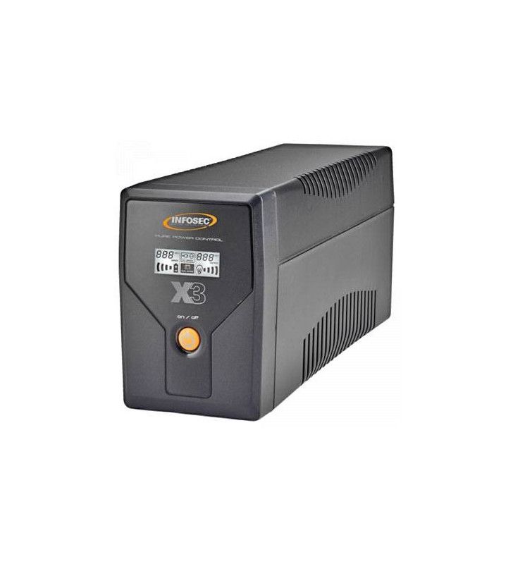 Infosec X3 EX LCD USB 650 alimentation d'Ã©nergie non interruptible InteractivitÃ© de ligne 0,65 kVA 2 sortie(s) CA