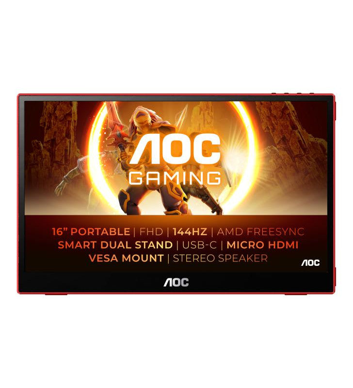 AOC 16G3 tÃ©lÃ©viseur et moniteur portables Moniteur portable Noir, Rouge 39,6 cm (15.6") TFT 1920 x 1080 pixels