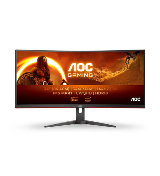 AOC G2 CU34G2XE/BK LED display 86,4 cm (34") 3440 x 1440 pixels Wide Quad HD LCD Noir, Rouge