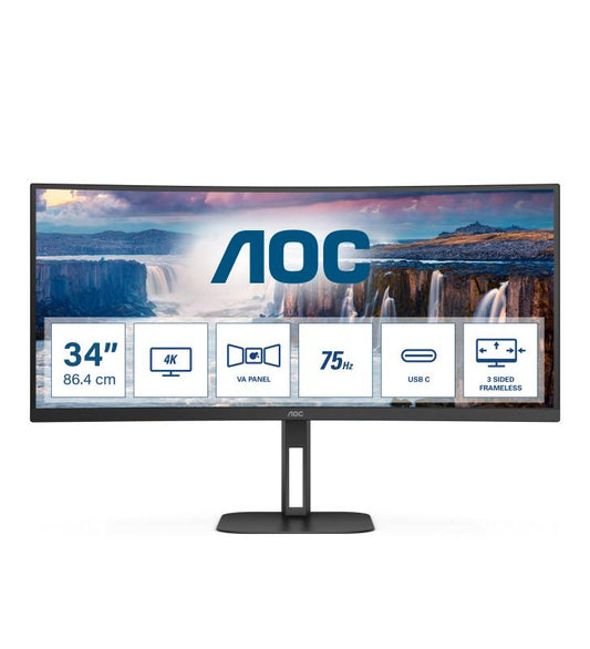 AOC V5 CU34V5C/BK LED display 86,4 cm (34") 3440 x 1440 pixels Wide Quad HD Noir