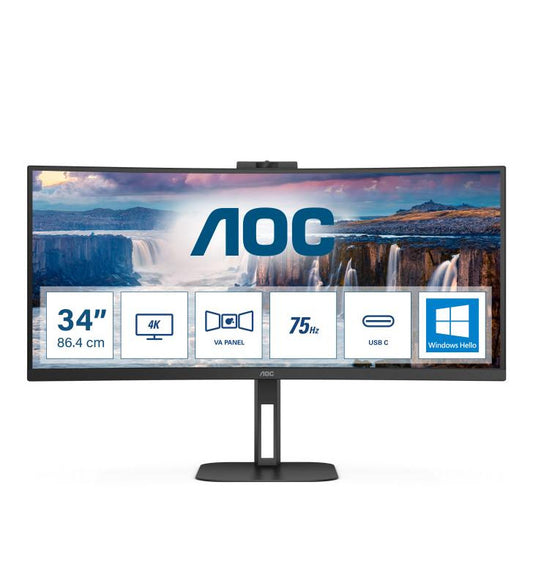 AOC V5 CU34V5CW/BK LED display 86,4 cm (34") 3440 x 1440 pixels Wide Quad HD Noir