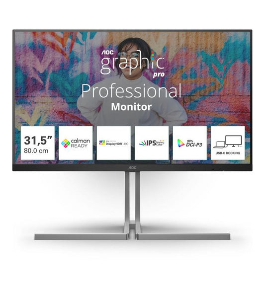 AOC U32U3CV Ã©cran plat de PC 80 cm (31.5") 3840 x 2160 pixels 4K Ultra HD LCD Noir