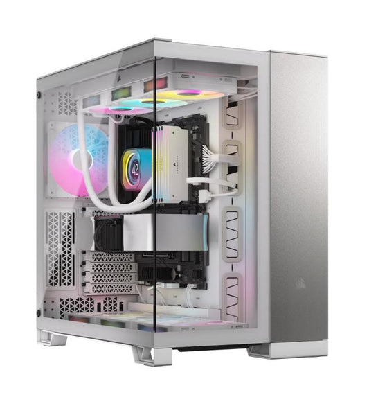 CORSAIR 6500X Mid-Tower PC Case, White/Satin Gray Aluminum