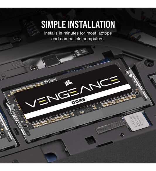 CORSAIR VENGEANCE SODIMM DDR5 16 GO (1X 16GO) 4800 MHZ NOIR