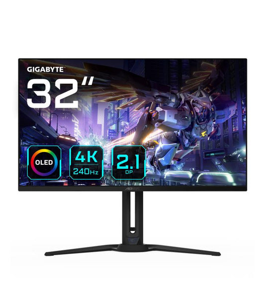 GIGABYTE Ã‰cran de jeu AORUS FO32U2P OLED de 32? - 3840 x 2160 (UHD), 240Hz, 0,03ms, 250 cd/mÂ², KVM, FreeSync Premium Pro, DisplayHDR True Black 400, DisplayPort 2.1