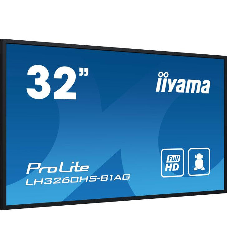 iiyama LH3260HS-B1AG affichage de messages Carte A numÃ©rique 80 cm (31.5") LED Wifi 500 cd/mÂ² Full HD Noir IntÃ©grÃ© dans le processeur Android 11 24/7