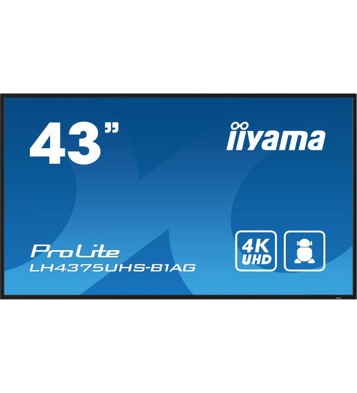 iiyama ProLite Ã‰cran plat de signalisation numÃ©rique 108 cm (42.5") LCD Wifi 500 cd/mÂ² 4K Ultra HD Noir IntÃ©grÃ© dans le processeur Android 11 24/7