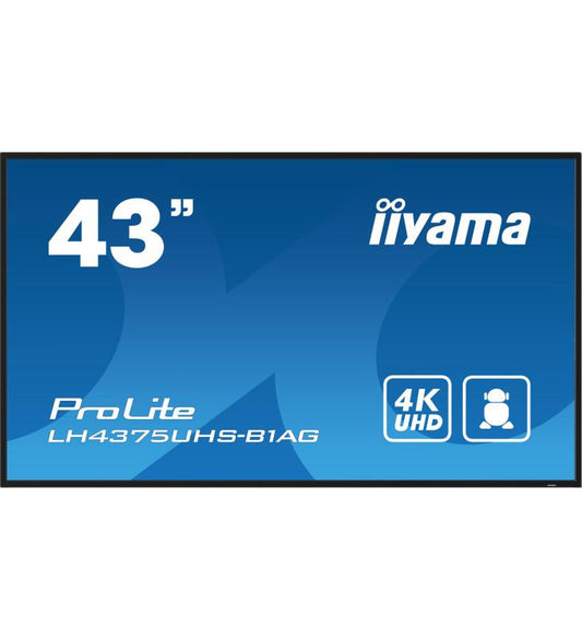 iiyama ProLite Ã‰cran plat de signalisation numÃ©rique 108 cm (42.5") LCD Wifi 500 cd/mÂ² 4K Ultra HD Noir IntÃ©grÃ© dans le processeur Android 11 24/7