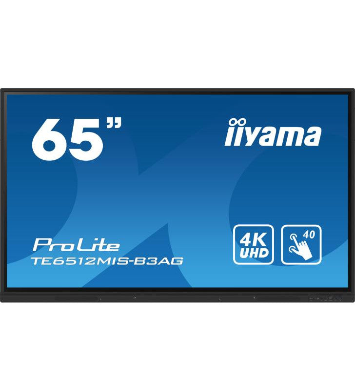 iiyama TE6512MIS-B3AG affichage de messages En forme de kiosk 165,1 cm (65") LCD Wifi 400 cd/mÂ² 4K Ultra HD Noir Ã‰cran tactile IntÃ©grÃ© dans le processeur Android 11 24/7