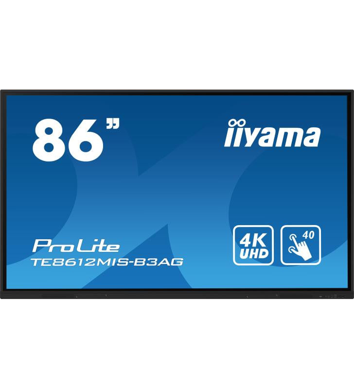 iiyama TE8612MIS-B3AG affichage de messages En forme de kiosk 2,18 m (86") LCD Wifi 400 cd/mÂ² 4K Ultra HD Noir Ã‰cran tactile IntÃ©grÃ© dans le processeur Android 11 24/7