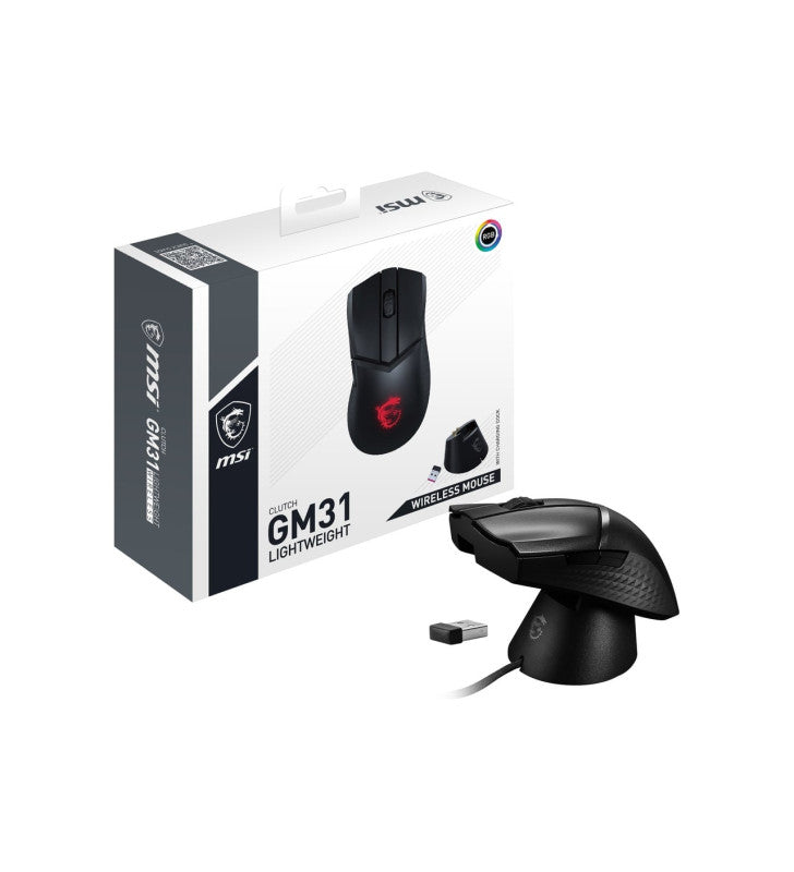 MSI CLUTCH GM31 LIGHTWEIGHT WIRELESS souris Jouer Droitier RF sans fil Optique 12000 DPI