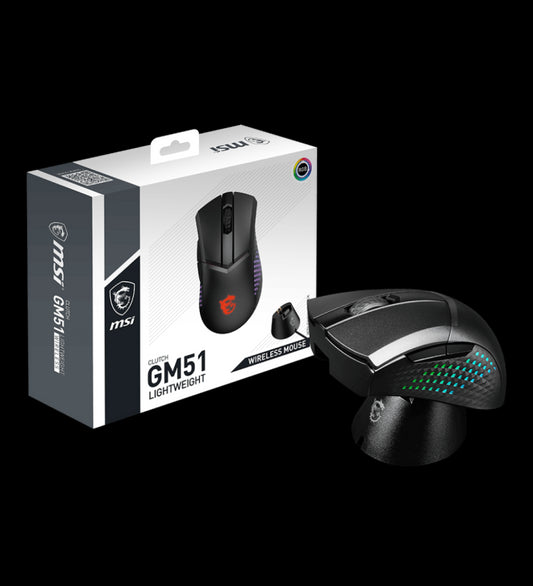 MSI CLUTCH GM51 LIGHTWEIGHT WIRELESS souris Jouer Droitier RF Wireless + Bluetooth + USB Type-C Optique 26000 DPI